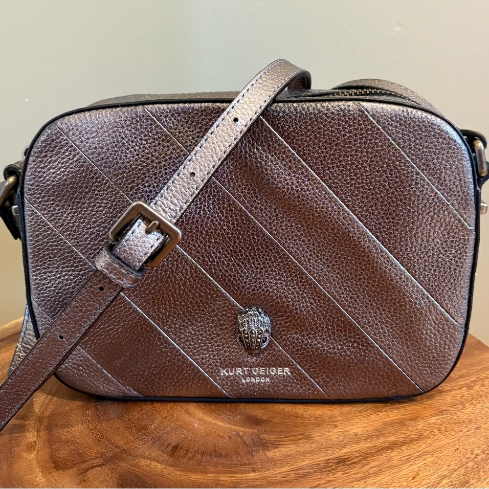 Kurt Geiger Metallic Grey Kensington Crossbody Bag